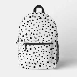 Dalmatian Spots, Dalmatian Dots, Black and White Printed Backpack