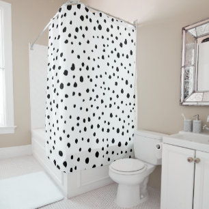 Dalmatian Spots, Dalmatian Dots, Black and White Shower Curtain