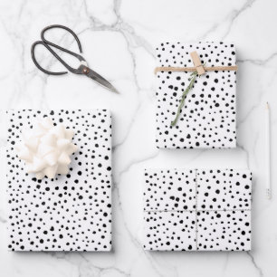 Dalmatian Spots, Dalmatian Dots, Black and White Wrapping Paper Sheet