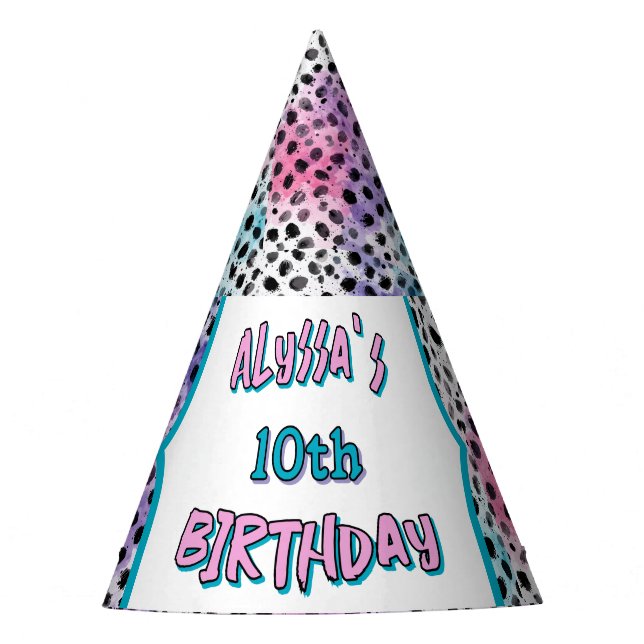 Dalmatian Spots Pastel Watercolor Birthday  Party Hat (Front)