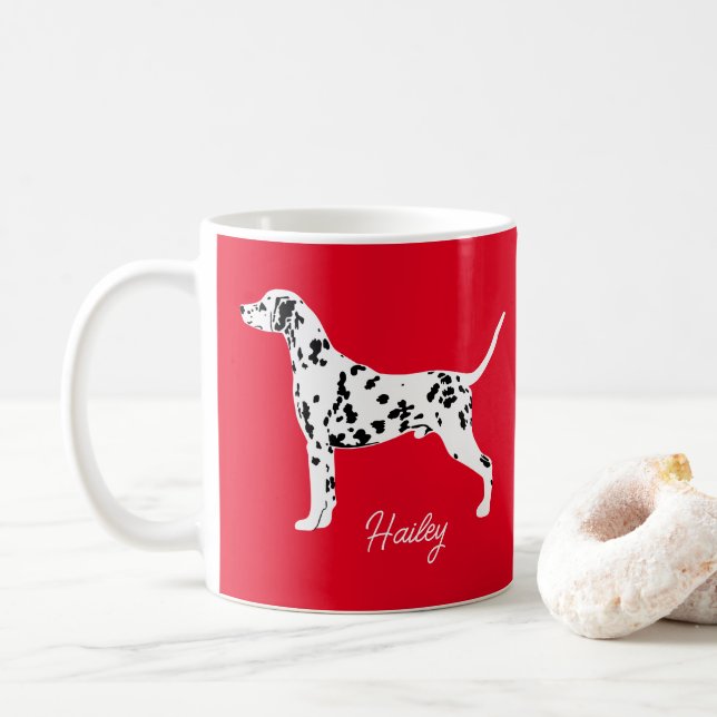 Dalmatian Spotted Dog Personalised Gift Coffee Mug (With Donut)