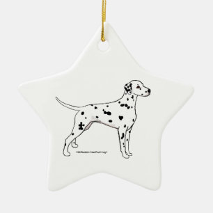 Dalmatian Star -- Black-Spotted Ceramic Tree Decoration