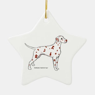 Dalmatian Star -- Liver-Spotted Ceramic Tree Decoration