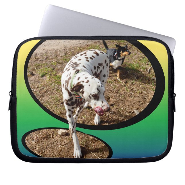 Dalmatian Stepping Out Of Window Frame, Laptop Sleeve (Front)