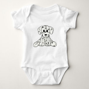 Dalmatian stuffed dog drawing outline simple black baby bodysuit