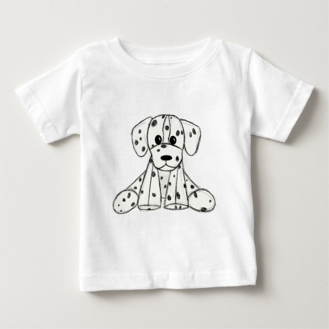 Dalmatian stuffed dog drawing outline simple black baby T-Shirt (Front)