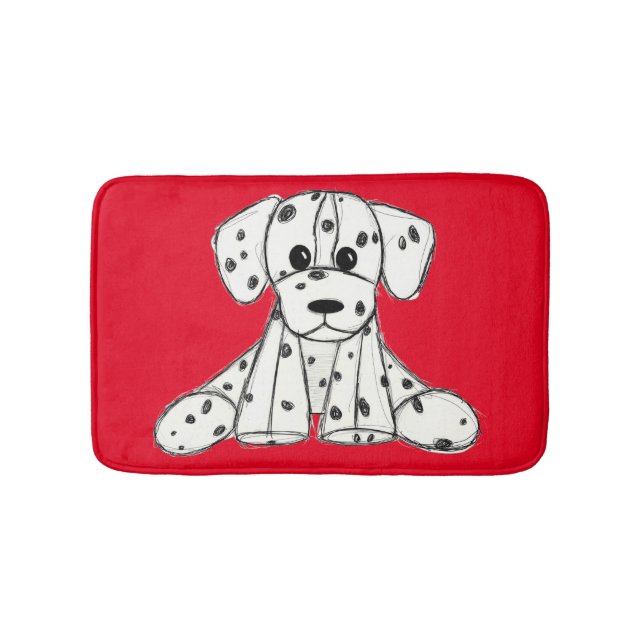 Dalmatian stuffed dog drawing outline simple black bath mat (Front)