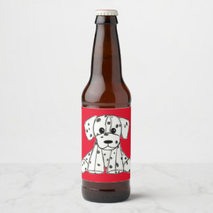 Dalmatian stuffed dog drawing outline simple black beer bottle label