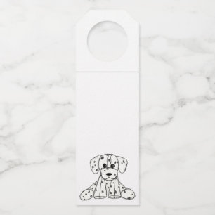 Dalmatian stuffed dog drawing outline simple black bottle tag