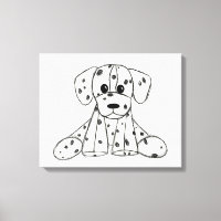 Dalmatian stuffed dog drawing outline simple black