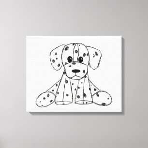 Dalmatian stuffed dog drawing outline simple black canvas print
