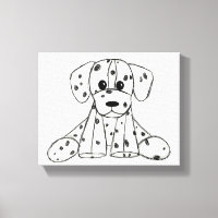 Dalmatian stuffed dog drawing outline simple black