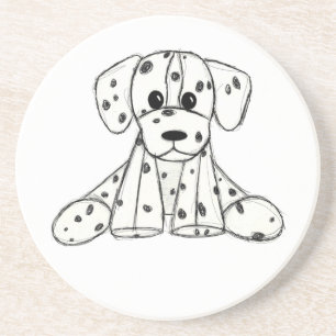 Dalmatian stuffed dog drawing outline simple black coaster