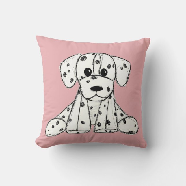 Dalmatian stuffed dog drawing outline simple black cushion (Front)