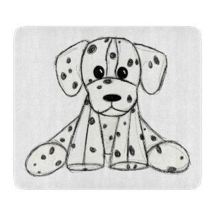 Dalmatian stuffed dog drawing outline simple black cutting board