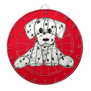 Dalmatian stuffed dog drawing outline simple black dartboard
