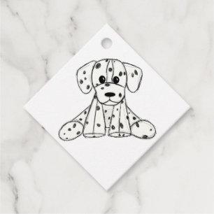 Dalmatian stuffed dog drawing outline simple black favour tags