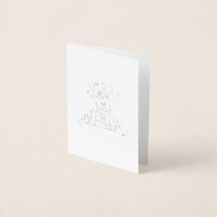 Dalmatian stuffed dog drawing outline simple black foil card
