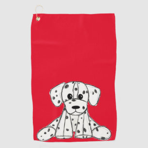 Dalmatian stuffed dog drawing outline simple black golf towel