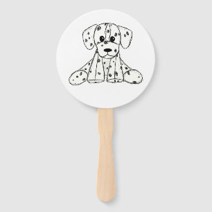 Dalmatian stuffed dog drawing outline simple black hand fan