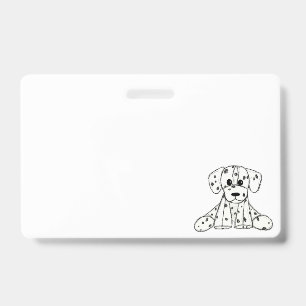 Dalmatian stuffed dog drawing outline simple black ID badge