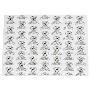 Dalmatian stuffed dog drawing outline simple black large gift bag