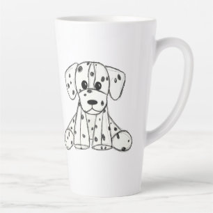 Dalmatian stuffed dog drawing outline simple black latte mug