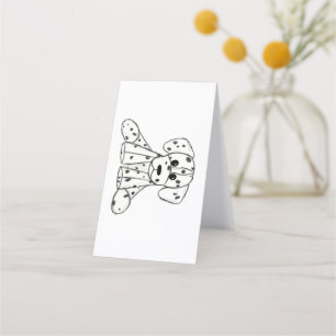 Dalmatian stuffed dog drawing outline simple black loyalty card