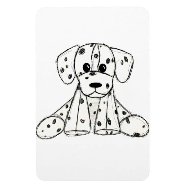 Dalmatian stuffed dog drawing outline simple black magnet (Vertical)