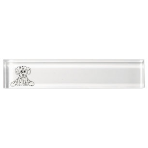 Dalmatian stuffed dog drawing outline simple black nameplate