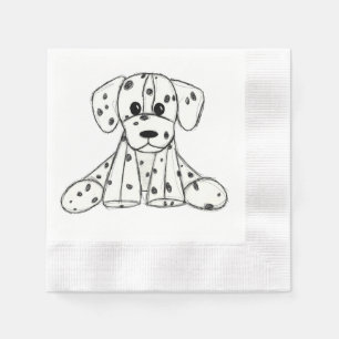 Dalmatian stuffed dog drawing outline simple black napkin