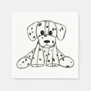 Dalmatian stuffed dog drawing outline simple black napkin