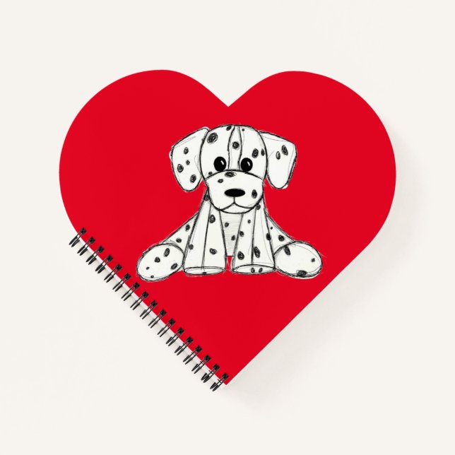 Dalmatian stuffed dog drawing outline simple black notebook (Front)