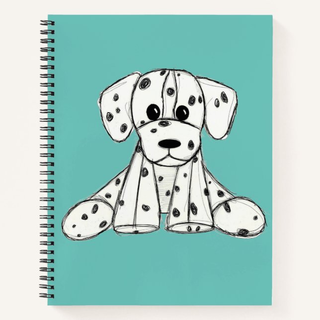 Dalmatian stuffed dog drawing outline simple black notebook (Front)