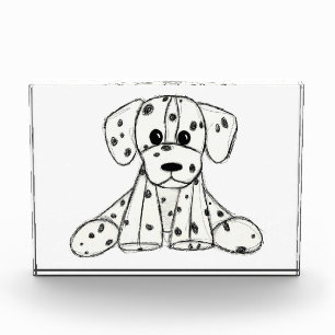 Dalmatian stuffed dog drawing outline simple black photo block