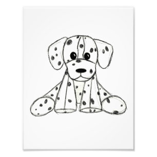 Dalmatian stuffed dog drawing outline simple black photo print