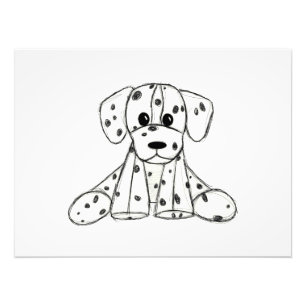 Dalmatian stuffed dog drawing outline simple black photo print