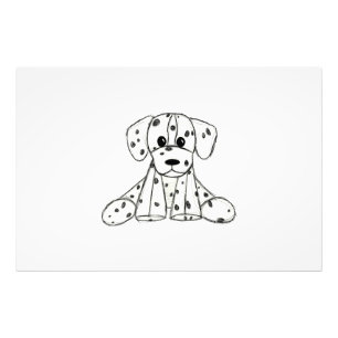 Dalmatian stuffed dog drawing outline simple black photo print