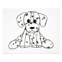 Dalmatian stuffed dog drawing outline simple black