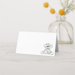 Dalmatian stuffed dog drawing outline simple black place card