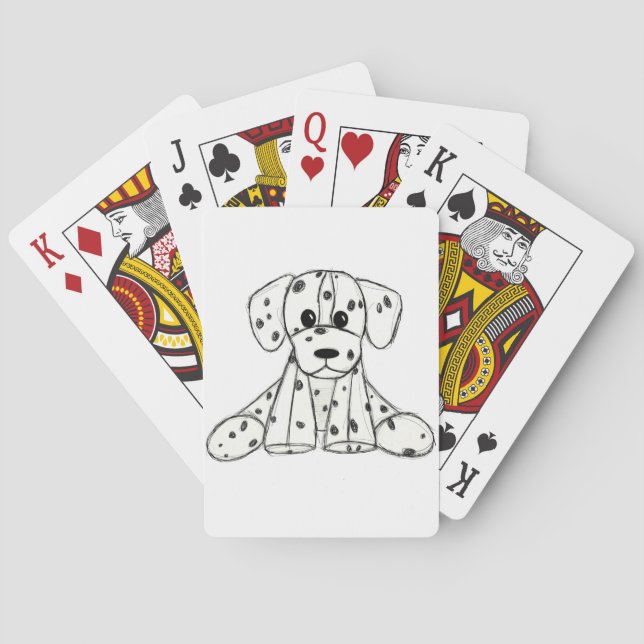 Dalmatian stuffed dog drawing outline simple black playing cards (Back)