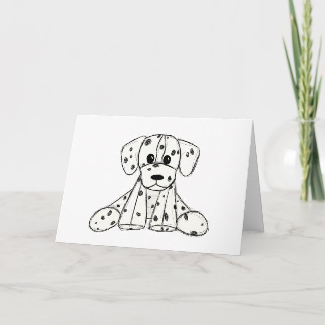 Dalmatian stuffed dog drawing outline simple black programme (Front)