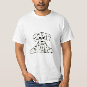 Dalmatian stuffed dog drawing outline simple black T-Shirt