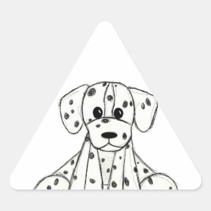 Dalmatian stuffed dog drawing outline simple black triangle sticker