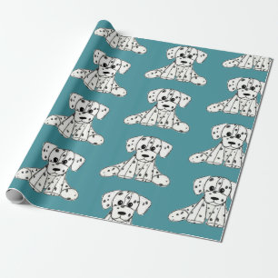 Dalmatian stuffed dog drawing outline simple black wrapping paper