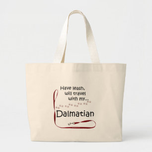Dalmatian Travel Leash Large Tote Bag