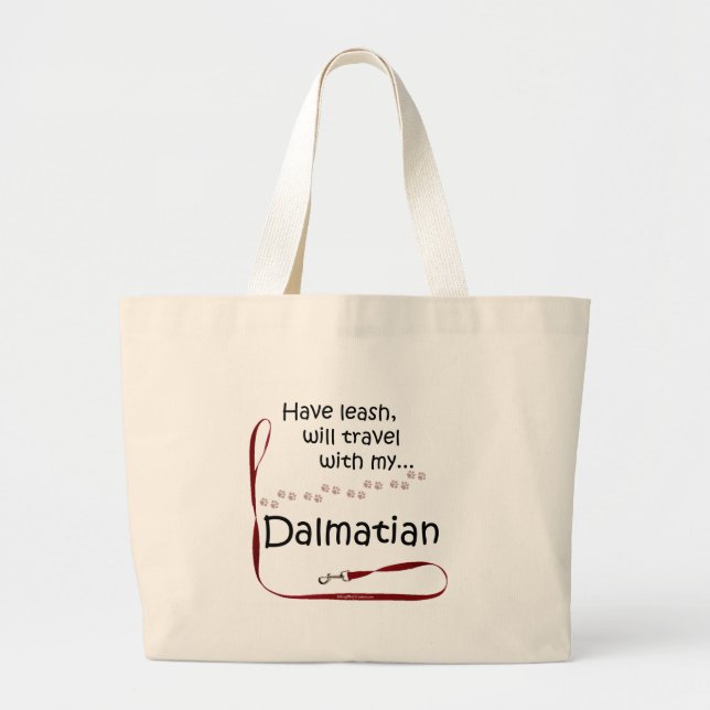 Dalmatian Travel Leash Large Tote Bag (Front)