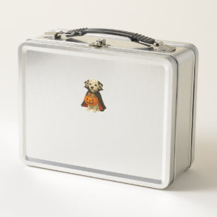 Dalmatian Trick-or-Treat Halloween Dog with Pumpki Metal Lunch Box