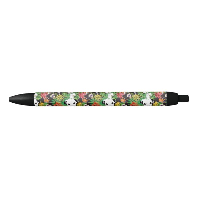 Dalmatian Tropical Floral Jungle Dog Dalmation Black Ink Pen (Front)