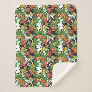 Dalmatian Tropical Floral Jungle Pattern Sherpa Blanket